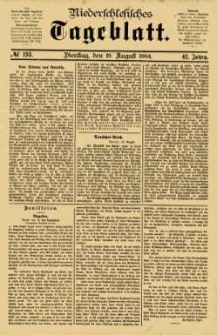 Niederschlesisches Tageblatt, no 193 (Dienstag, den 19. August 1884)
