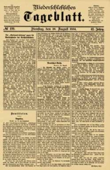Niederschlesisches Tageblatt, no 199 (Dienstag, den 26. August 1884)