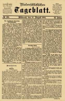 Niederschlesisches Tageblatt, no 200 (Mittwoch, den 27. August 1884)