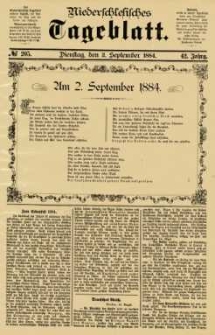 Niederschlesisches Tageblatt, no 205 (Dienstag, den 2. September 1884)