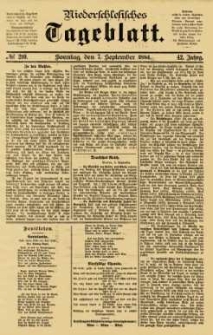 Niederschlesisches Tageblatt, no 210 (Sonntag, den 7. September 1884)