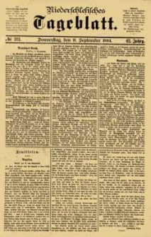 Niederschlesisches Tageblatt, no 213 (Donnerstag, den 11. September 1884)