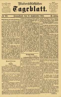 Niederschlesisches Tageblatt, no 215 (Sonnabend, den 13. September 1884)