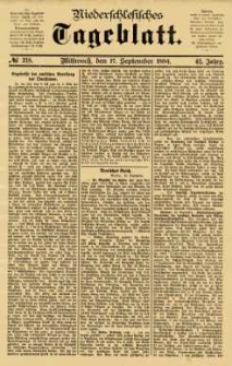 Niederschlesisches Tageblatt, no 218 (Mittwoch, den 17. September 1884)