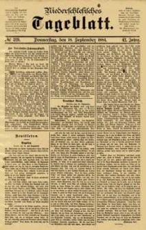 Niederschlesisches Tageblatt, no 219 (Donnerstag, den 18. September 1884)