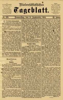 Niederschlesisches Tageblatt, no 219 (Donnerstag, den 18. September 1884)