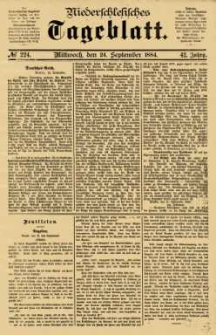 Niederschlesisches Tageblatt, no 224 (Mittwoch, den 24. September 1884)