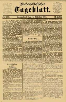 Niederschlesisches Tageblatt, no 233 (Sonnabend, den 4. Oktober 1884)