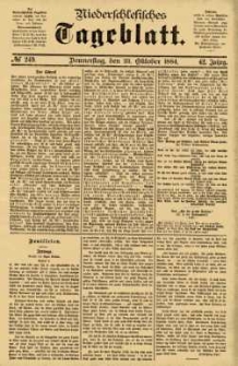 Niederschlesisches Tageblatt, no 249 (Donnerstag, den 23. Oktober 1884)