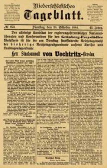 Niederschlesisches Tageblatt, no 253 (Dienstag, den 28. Oktober 1884)