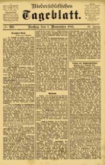 Niederschlesisches Tageblatt, no 262 (Freitag, den 7. November 1884)