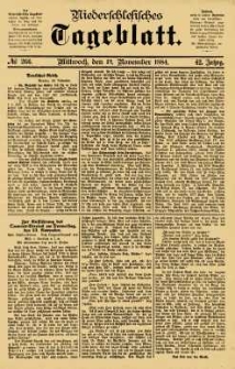 Niederschlesisches Tageblatt, no 266 (Mittwoch, den 12. November 1884)