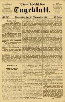 Niederschlesisches Tageblatt, no 267 (Donnerstag, den 13. November 1884)