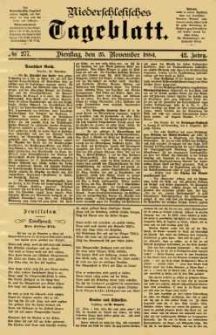 Niederschlesisches Tageblatt, no 277 (Dienstag, den 25. November 1884)