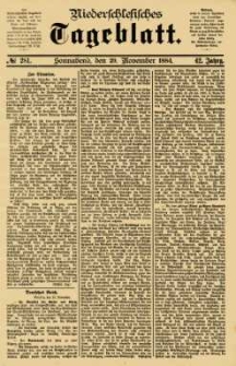 Niederschlesisches Tageblatt, no 281 (Sonnabend, den 29. November 1884)