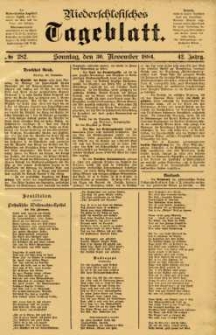 Niederschlesisches Tageblatt, no 282 (Sonntag, den 30. November 1884)