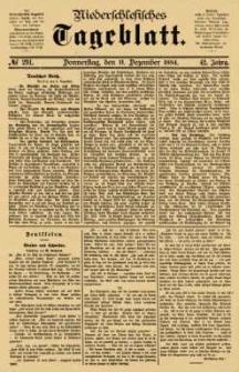 Niederschlesisches Tageblatt, no 291 (Donnerstag, den 11. Dezember 1884)
