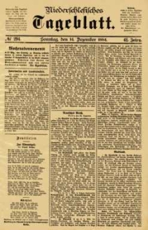 Niederschlesisches Tageblatt, no 294 (Sonntag, den 14. Dezember 1884)