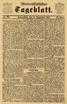 Niederschlesisches Tageblatt, no 297 (Donnerstag, den 18. Dezember 1884)