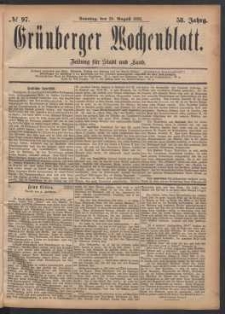 Grünberger Wochenblatt: Zeitung für Stadt und Land, No. 97. (20. August 1882)