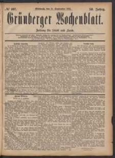 Grünberger Wochenblatt: Zeitung für Stadt und Land, No. 107. (13. September 1882)