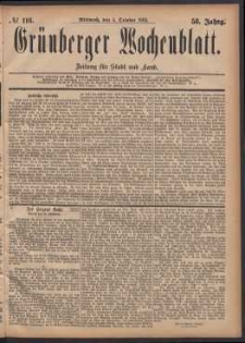 Grünberger Wochenblatt: Zeitung für Stadt und Land, No. 116. (4. October 1882)