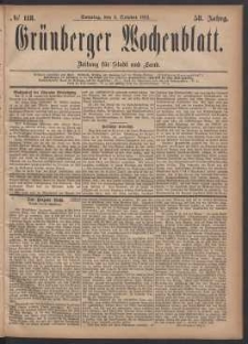Grünberger Wochenblatt: Zeitung für Stadt und Land, No. 118. (8. October 1882)
