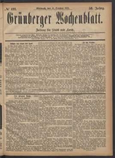 Grünberger Wochenblatt: Zeitung für Stadt und Land, No. 122. (18. October 1882)