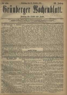 Grünberger Wochenblatt: Zeitung für Stadt und Land, No. 124. (22. October 1882)