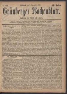Grünberger Wochenblatt: Zeitung für Stadt und Land, No. 131. (8. November 1882)
