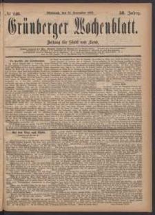 Grünberger Wochenblatt: Zeitung für Stadt und Land, No. 146. (13. December 1882)