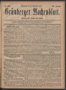 Grünberger Wochenblatt: Zeitung für Stadt und Land, No. 149. (20. December 1882)