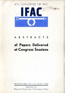 Abstracts of papers delivered at congress sessions: 4th congress of IFAC, Warszawa, 16-21 juni 1969