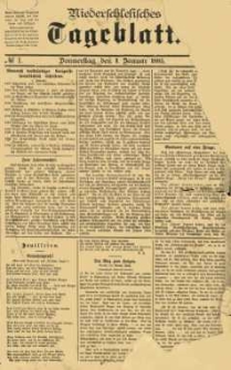 Niederschlesisches Tageblatt, no 1 (Donnerstag, den 1. Januar 1885)