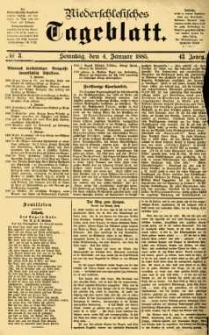 Niederschlesisches Tageblatt, no 3 (Sonntag, den 4. Januar 1885)