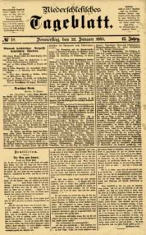 Niederschlesisches Tageblatt, no 18 (Donnerstag, den 22. Januar 1885)