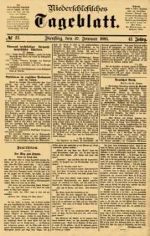 Niederschlesisches Tageblatt, no 22 (Dienstag, den 27. Januar 1885)