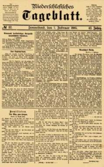 Niederschlesisches Tageblatt, no 32 (Sonnabend, den 7. Februar 1885)