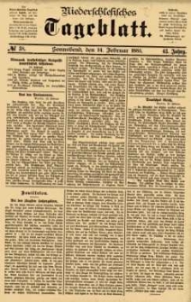 Niederschlesisches Tageblatt, no 38 (Sonnabend, den 14. Februar 1885)