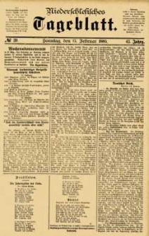 Niederschlesisches Tageblatt, no 39 (Sonntag, den 15. Februar 1885)