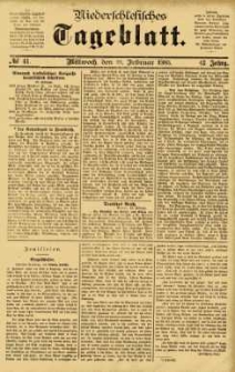 Niederschlesisches Tageblatt, no 41 (Mittwoch, den 18. Februar 1885)