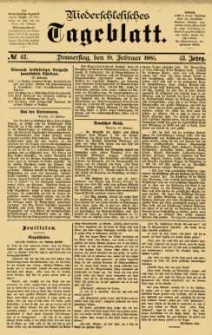 Niederschlesisches Tageblatt, no 42 (Donnerstag, den 19. Februar 1885)