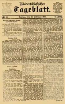 Niederschlesisches Tageblatt, no 43 (Freitag, den 20. Februar 1885)