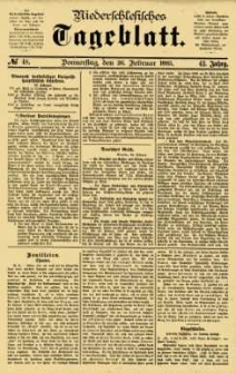 Niederschlesisches Tageblatt, no 48 (Donnerstag, den 26. Februar 1885)