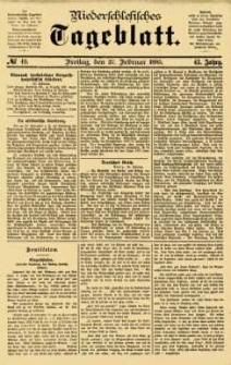 Niederschlesisches Tageblatt, no 49 (Freitag, den 27. Februar 1885)