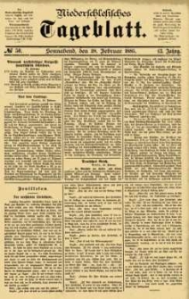 Niederschlesisches Tageblatt, no 50 (Sonnabend, den 28. Februar 1885)