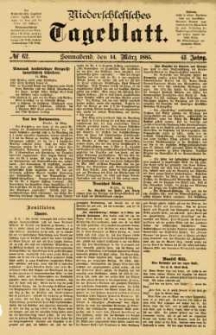 Niederschlesisches Tageblatt, no 62 (Sonnabend, den 14. März 1885)