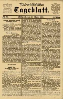 Niederschlesisches Tageblatt, no 65 (Mittwoch, den 18. März 1885)