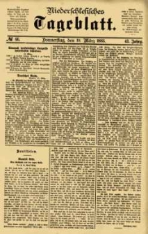 Niederschlesisches Tageblatt, no 66 (Donnerstag, den 19. März 1885)