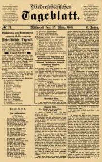 Niederschlesisches Tageblatt, no 71 (Mittwoch, den 25. März 1885)